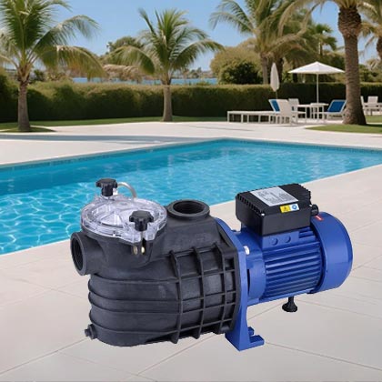 Where should a swimming pool pump be installed?